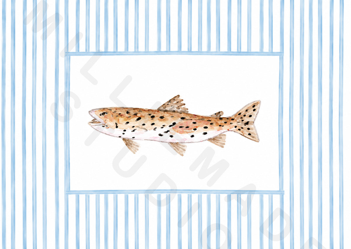 Trout postcard - brown