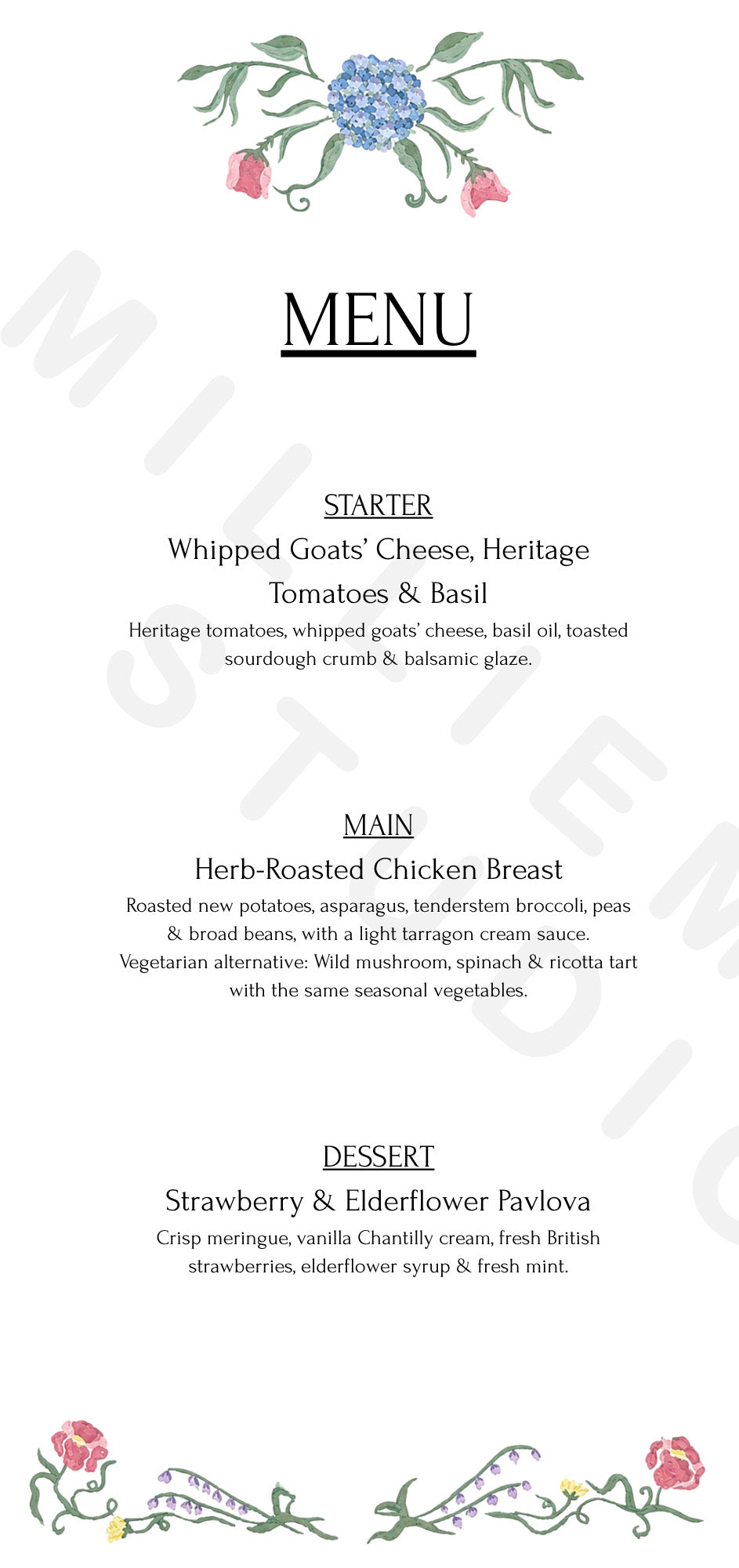 Botanical menu