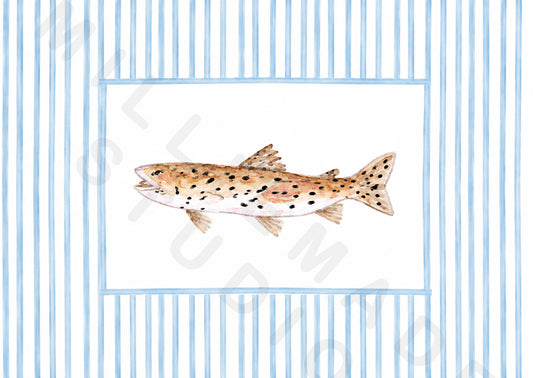 Trout postcard - brown